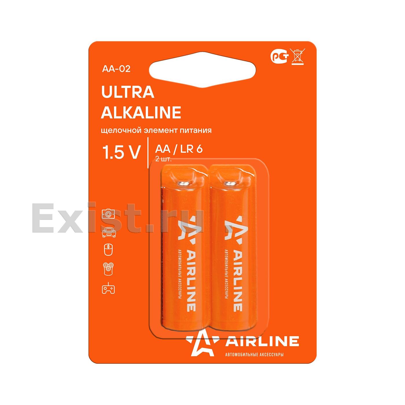 Батарейка алкалиновая AIRLINE Ultra Alkaline AA 1,5V (2 шт) AA-02