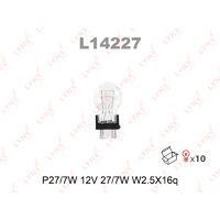 Лампа 12V P27/7W 27/7W W2,5x16q LYNXauto 1 шт. картон L14227