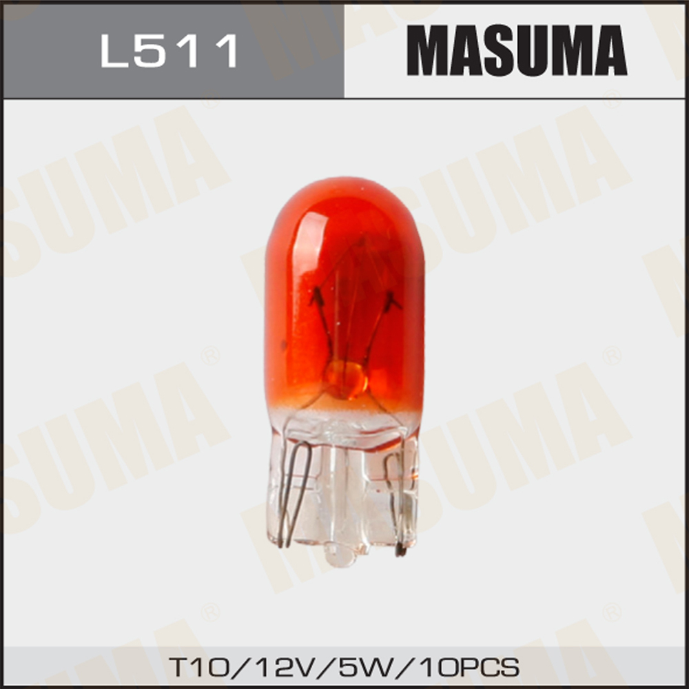 Лампа 12V T10 5W MASUMA Orange 10 шт. картон L511