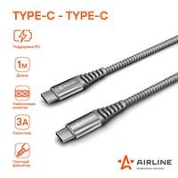 Зарядный универсальный датакабель Type-C - Type-C Поддержка PD AIRLINE ACHCPD27